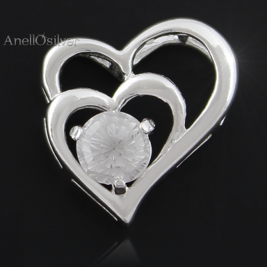 Silver Heart Pendant with zircon