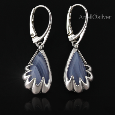 Silber-Ohrringe mit Achat Blau