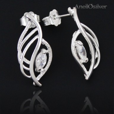 Silver earrings with  zircon