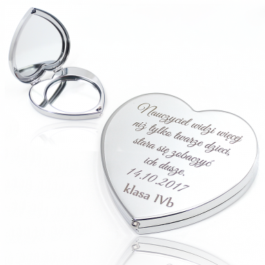 Mirror Heart with Laser Engraving