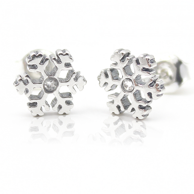 Cute Silver Snowflake Earrings - Stars