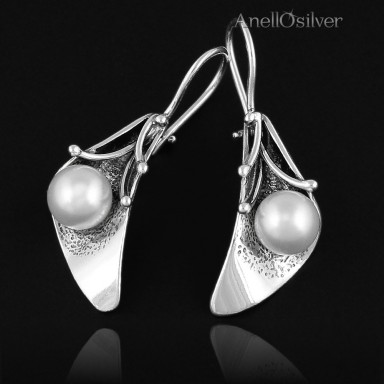 Silber Ohrringe mit Perle