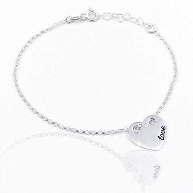 Silver Bracelet with Love and Engraving