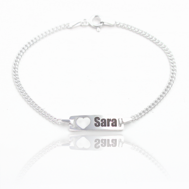 Silver Bracelet with Herz and Engraved for Child