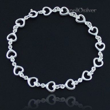 Silver Bracelet with Hearts