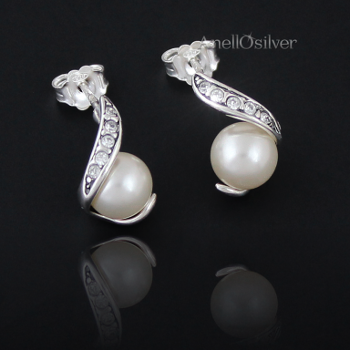 Silver earrings with pearl and Swarovski Element's