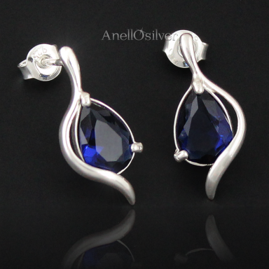 Silver earrings with sapphires