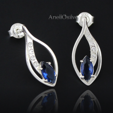 Silver earrings with sapphires and Swarovski Element's 