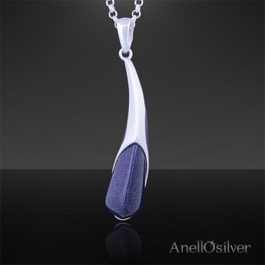 Silver Pendant with Blue Sand