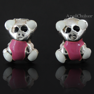 Silver colored earrings for kids - bears