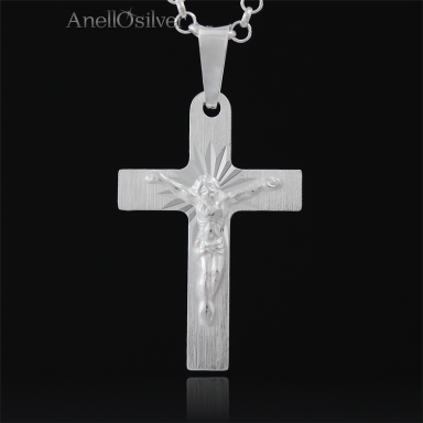 Silver Cross with Jesus