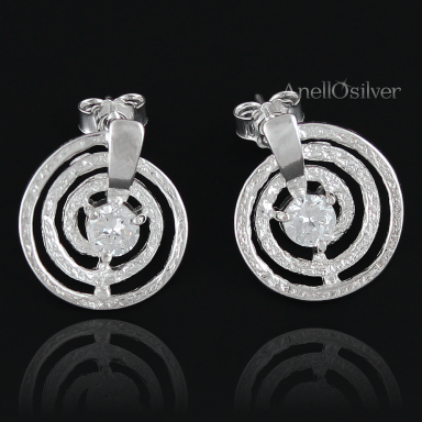 Silver hoop earrings with zircon