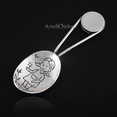 Silver spoon for christenings, birthdays for girls with engraving