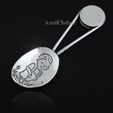 Silver spoon christening, birthday for boy with engraving