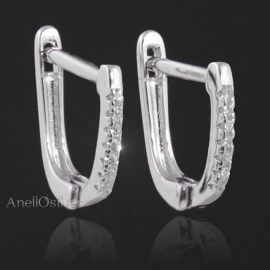 Girls silver earrings with cubic zirconia made of 925 sterling silver rhodium