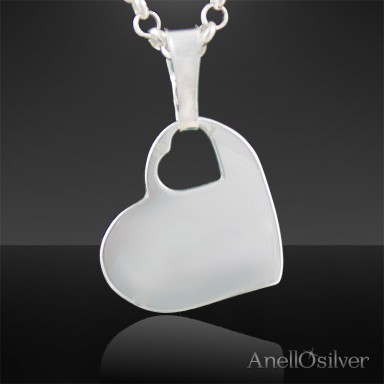 Silver Pendant Heart in Heart with Engraving