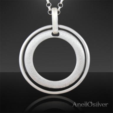 Silver Circle Pendant with a mobile middle