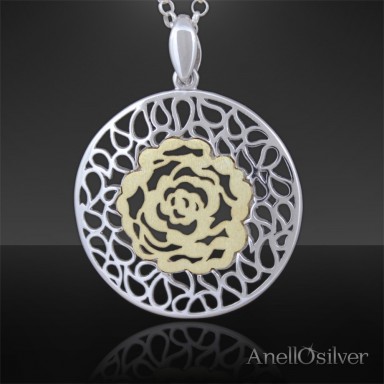 Circle Pendant with Rose gold plated on the inside
