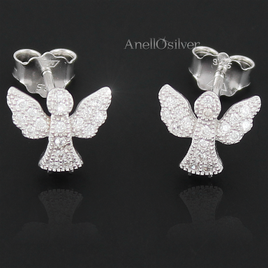 Silver earrings - Angels - with Zircons