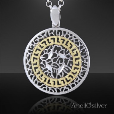 Silver Pendant Circle with the center covered with 24 carat gold