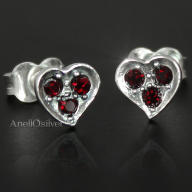 Silver Heart Earrings with Swarovski Element's