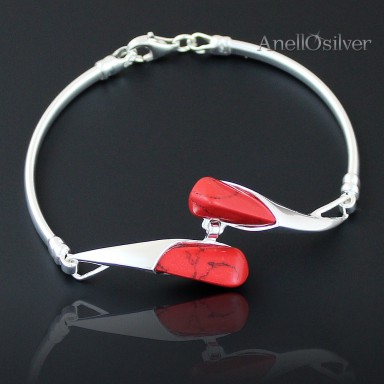 Silver Bracelet with Coral 