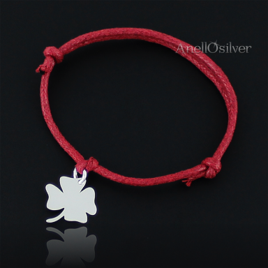 Bracelet Charms - Cord Burgundy - with Silverclover to engrave