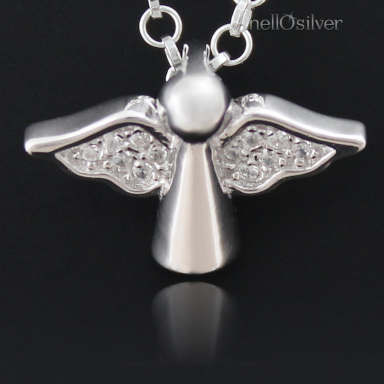 Silver Pendant - Angel - with zircons