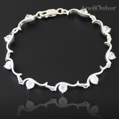 Silver Bracelet with Zircons 