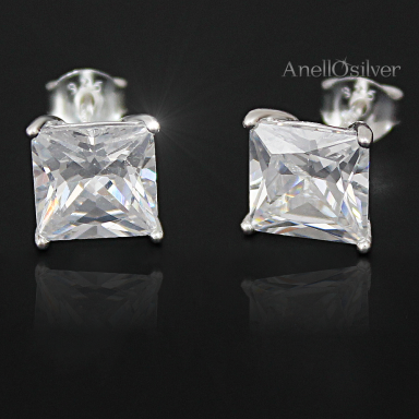 Silver Earrings with Cubic Zirconia 8 mm
