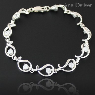 Silver bracelet with Zircons 