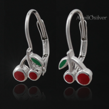 Children Silver Earrings - Cherries