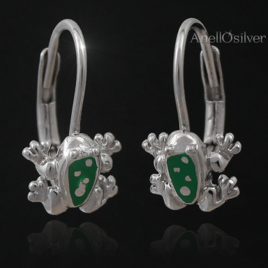 Children Silver Earrings - Frogs