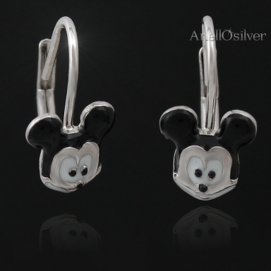 Kinder Silber-Ohrringe - Mickey Mouse
