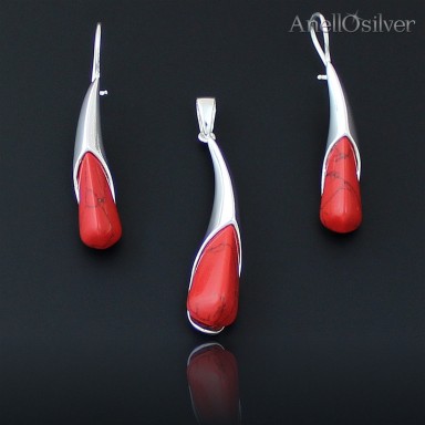 Silver Set with Coral