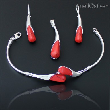 Silver Set with Coral